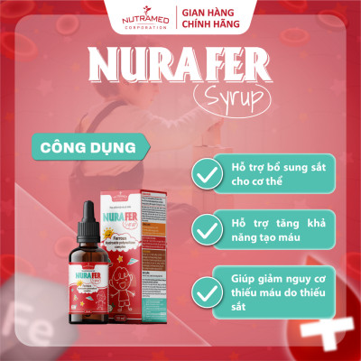 Siro Nurafer hỗ trợ bổ sung sắt giúp giảm nguy cơ thiếu máu do thiếu sắt (30ml) - Nutramed