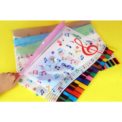 Bìa/Túi Hồ Sơ A4 Có Nút Gài – Họa Tiết Âm Nhạc, Chống Thấm