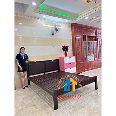 Giường sắt hộp kiểu gỗ nhiều mẫu size từ 1m đến 1m8