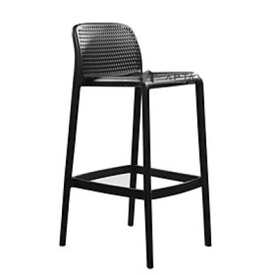 Ghế quầy bar nhựa đúc lưng thấp màu đen CB2157-S Nội thất Capta Ghế đảo bếp nhựa đúc màu đen lưng thấp có gác chân