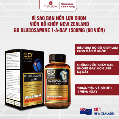 Bộ sản phẩm chăm sóc xương khớp: Viên Xương Khớp GO GLUCOSAMINE 1-A-DAY ; 2 Canxi hữu cơ New Zealand Nutri Seaweed Calcium