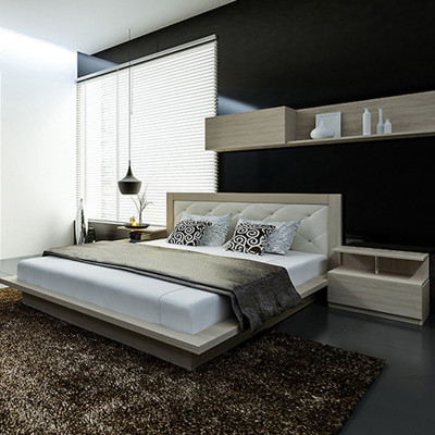 Giường ngủ cao cấp Tundo màu vàng kem 180cm x 200cm