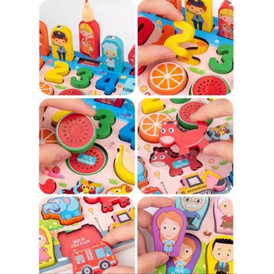 Bộ đồ chơi câu cá, ghép số bằng gỗ cho bé Montessori 63 chi tiết - Bộ Bảng Số Thông Minh bằng gỗ