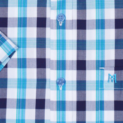 Áo sơ mi nam KHATOCO ngắn tay kẻ caro A1MN438T2-CNCR054-2408-N