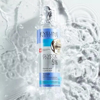 Nước hoa hồng Eveline Glycol Therapy 5% se khít chân lông 110ml_[Tặng kèm mặt nạ Hàn Quốc cao cấp]