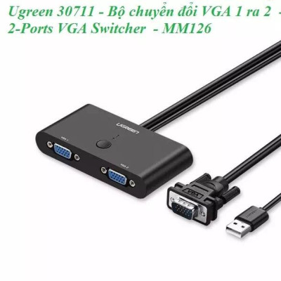 Ugreen UG30711MM126TK 1M 2 in 1 out màu Đen Bộ switch Chuyển Mạch VGA 2 cổng Cao Cấp - HÀNG CHÍNH HÃNG