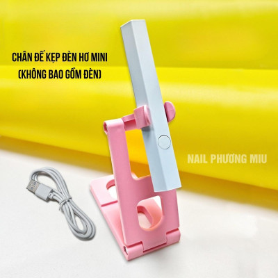 Đế Kẹp Đèn Hơ Mini Giá Đỡ Bằng Nhựa Đa Năng Màu Trắng Hồng, Chân Đế Có Thể Gấp Gọn Để Bàn Rảnh Tay Làm Nail Tiện Lợi, Điều Chỉnh Nhiều Góc Độ Dễ Dàng