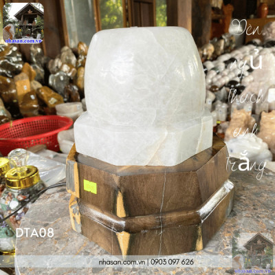 Đèn Ngủ Thạch Anh Trắng NHASAN DTA08 “Sự Kết Hợp Hoàn Hảo Giữa Thẩm Mỹ và Phong Thủy” 8.2kg (KT: 23 x 20 (cm))