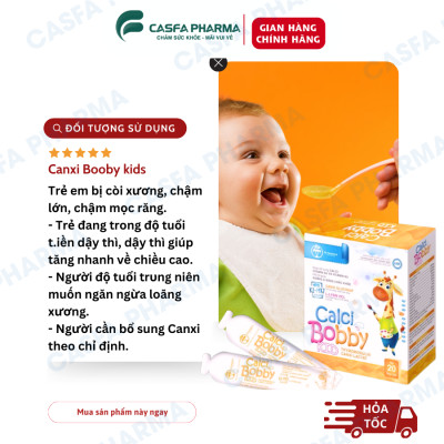 Canxi Hữu Cơ cho Bé Canxi BOBBY, L Lysine, D3K2, Hỗ Trợ Phát Triển Chiều Cao, 20 gói