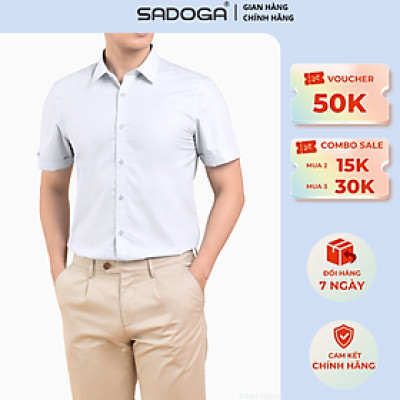 Áo Sơ Mi Nam Sadoga Thoáng Mát Ngắn Tay Dáng Regular Fit, Chất liệu mềm mịn, mát mẻ T9001