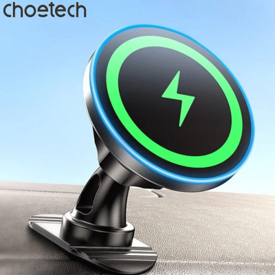 Bộ giá đỡ điện thoại Magnetic 2 in 1 trên ô tô Choetech T208 sạc nhanh công suất 15W - Hàng chính hãng