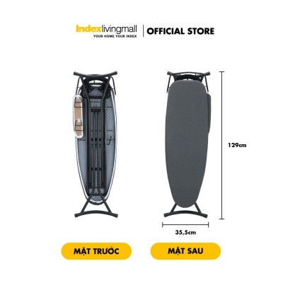 Bàn Để Ủi, Cầu Là Quần Áo ERNEST Dạng Đứng Gấp Gọn, Vỏ Cách Nhiệt, Tích Hợp Vị Trí Ủi Tay Áo,7 Cấp Độ Nâng, Màu Đen Sang Trọng Kích Thước 129x35,5x82 CM  | Index Living Mall | Nhập Khẩu Thái Lan - Phân Phối Độc Quyền Tại Việt Nam