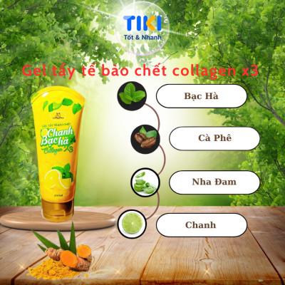 Kỳ Tế Bào Chết Collagen X3 Tẩy Tế Bào Chết Chanh Bạc Hà Làm Sạch An Toàn The Mát Dịu Nhẹ Đông Anh Chính Hãng 200ml