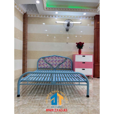 Giường sắt 1m6 x 2m bảo hành 1 năm - MÀU XANH