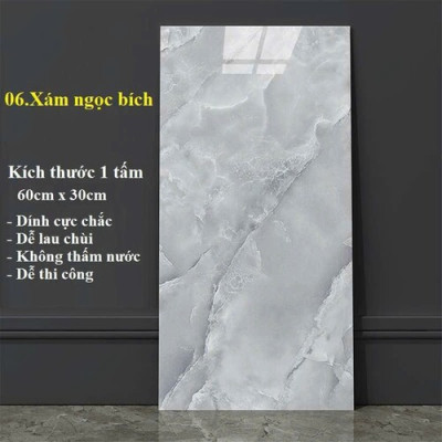 Bộ 15 Tấm Xốp Dán Tường 3D PVC Đá Xám Bóng 60x30cm Keo Sẵn Dày 2,5mm Cao Cấp, Sang Trọng
