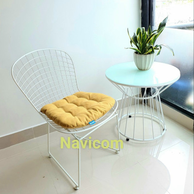 Bàn ghế sân vườn - coffees ( khung trắng kèm nệm) 