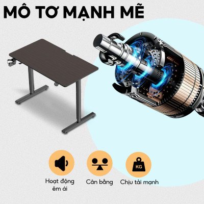 Bàn nâng hạ chiều cao thông minh iCockpit 1460 1675, tặng móc treo tai nghe, giá để ly nước.