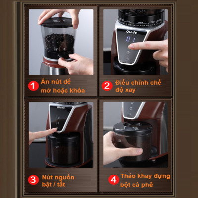 Máy xay hạt cà phê Espresso 31 cấp độ xay, thương hiệu Đức nhãn hiệu Olodo CG-001 - Hàng chính hãng, nhập khẩu (12 THÁNG BẢO HÀNH)