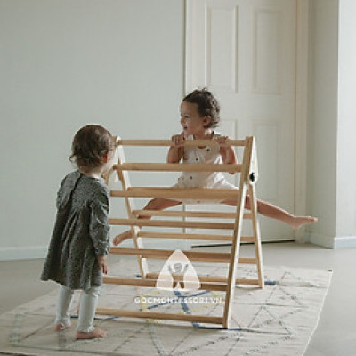 Thang Tam Giác Vận Động Pikler Triangle Gấp Gọn Góc Montessori- Giúp Trẻ Phát Triển Vận Động Thô