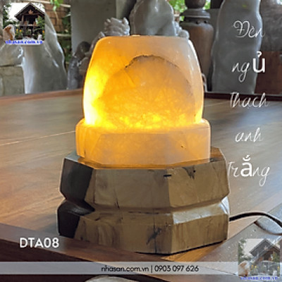 Đèn Ngủ Thạch Anh Trắng NHASAN DTA08 “Sự Kết Hợp Hoàn Hảo Giữa Thẩm Mỹ và Phong Thủy” 8.2kg (KT: 23 x 20 (cm))
