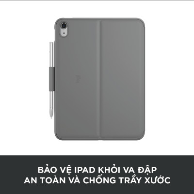 Bao da kèm phím Logitech Slim Folio dành cho iPad 10.9 inch Gen 10 - Bluetooth, Pin 3 năm, chống thấm nước - Hàng chính hãng