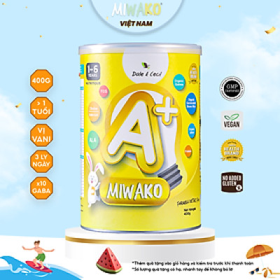 Sữa Miwako A+ Hộp 400g Vị Vani Nhập Khẩu Malaysia, Sữa Hạt Hữu Cơ Organic Cho Bé Từ 1-6 Tuổi Giúp Cải Thiện Ngôn Ngữ Phát Triển Trí Não & Chiều Cao Vị Ngọt Tự Nhiên Dễ Uống