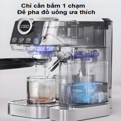 Máy pha cà phê Espresso bán tự động Espresso, Latte, Cappuccino thương hiệu Mỹ cao cấp HiBREW H13A - Hàng Nhập Khẩu