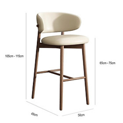 Ghế đảo bếp gỗ ash cao 65cm nệm pvc CB LEO-65P Nội thất Capta Ghế bar gỗ tần bì cao cấp lưng tựa cong tỉ mỉ nệm bọc simili tại tp hcm