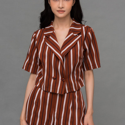 Áo Khoác Blazer Nữ Thời Trang Croptop Kaki Maxivic, La Mộc - LM62178A