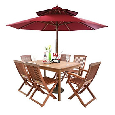 Bộ Bàn Java 6 Ghế Xếp Paradiso IBIE NS3017A (80 x 120 x 72 cm) - Nâu