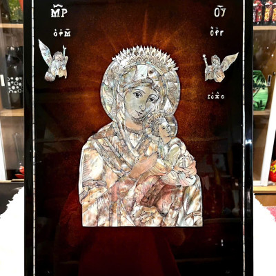 Tranh sơn mài Chúa/Mẹ cẩn ốc xà cừ cao cấp, hàng xuất khẩu size 40x60 cm treo tường, trang trí nhà cửa, văn phòng, quà tặng tân gia, tặng dịp Lễ, Tết đầy ý nghĩa