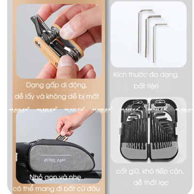 Lục Giác Sửa Chữa Xe Đạp Đa Năng ESL-81, Nhỏ Gọn, Gấp Gọn, 8 Trong 1, Chất Liệu Thép 43 Không Gỉ, Dùng Cho Xe Đạp - Mai Lee