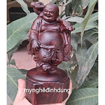 Tượng phật di lặc mini bằng gỗ trắc cao 20x11x8cm