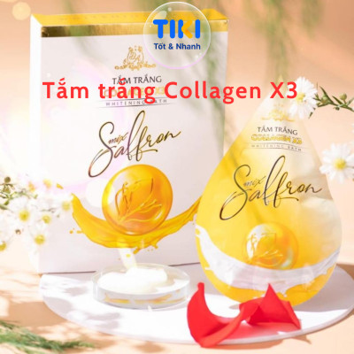 Tắm Trắng Body Collagen X3 Sữa tắm trắng body toàn thân Saffron Đông Anh Chính Hãng Hộp 3 Gói Bật Tông Tức Thì