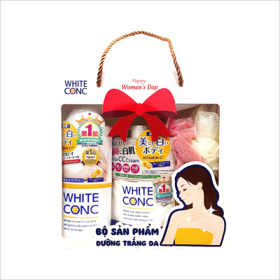 Set Sữa Tắm Dưỡng Trắng Da Và Kem CC Dưỡng Trắng Da Toàn Thân White Conc (Set 360 mL & 200 G)
