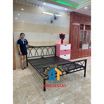 Giường sắt kiểu đan chéo 1m4x2m siêu rẻ