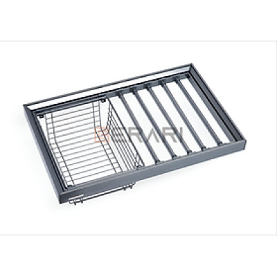 Phụ kiện của tủ áo (Giá vắt quần âu ray giảm chấn tích hợp giỏ đựng đồ gấp đa năng mã GW002.800B thương hiệu Gerari)