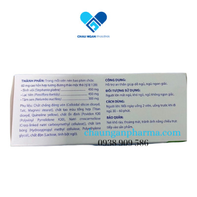 Hỗ trợ an thần - dễ ngũ - ngủ ngon giấc  STILUSAR 60 - Hộp 100 viên