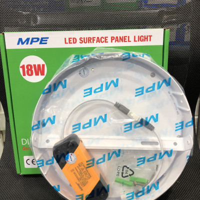 Đèn led panel ốp trần nổi tròn công suất 18W MPE (3 loại ánh sáng trắng-vàng-3 màu)