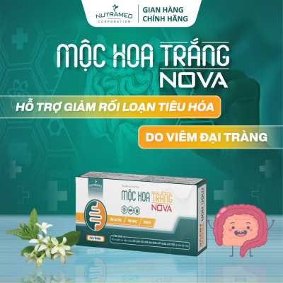 Viên uống Mộc Hoa Trắng No.va hỗ trợ cải thiện sức khỏe đường ruột, viêm đại tràng (30 viên) - Nutramed
