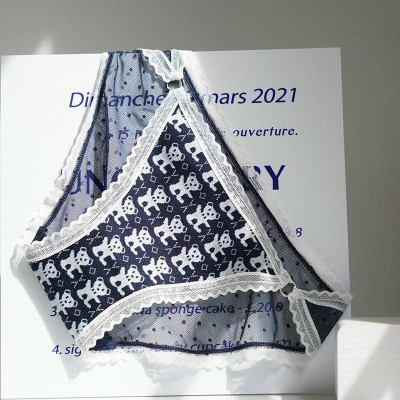 Combo 5 quần lót nữ thun dệt in hình gấu phối ren 409 – Co giãn 4 chiều, siêu mềm mại