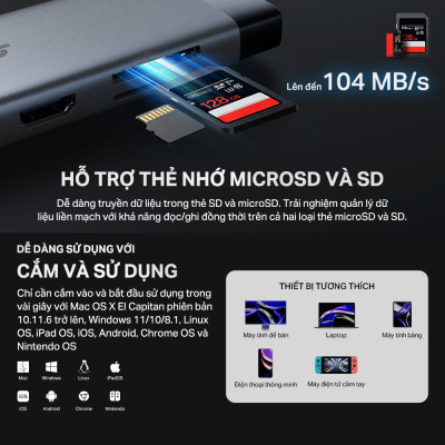 Bộ Chuyển Đổi HUB USB Type C TP-Link UH5020C /  UH7020C HUB kết nối nhiều cổng cho PC/Laptop - Hàng chính hãng