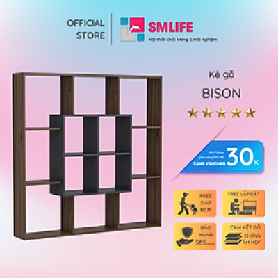 Giá sách bằng gỗ hiện đại đẹp SMLIFE Bison