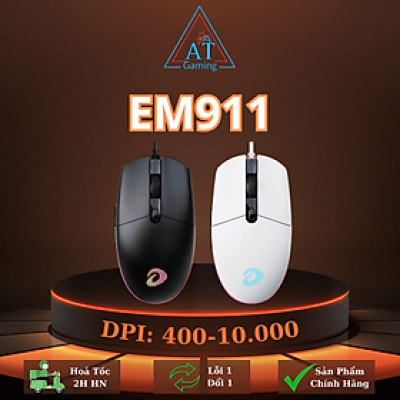 Chuột Gaming DAREU EM911 (RGB, DareU BRAVO sensor: 10.000 DPI, Lightweight: 72g) - Hàng chính hãng