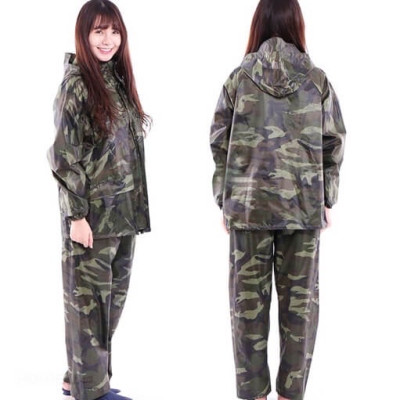 Áo mưa bộ vải dù cho người lớn 3XL  ( 65 - 80kg ) , màu lính rằn ri , chống thấm nước , phù hợp cho nam và nữ , kèm túi đựng sang trọng