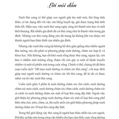 100 Mẹo Nuôi Và Chăm Sóc Thú Cưng