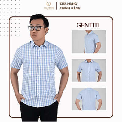 Áo sơ mi nam tay ngắn họa tiết sọc kẻ xanh GENTITI By Thái Tuấn - 1C810HAKT100