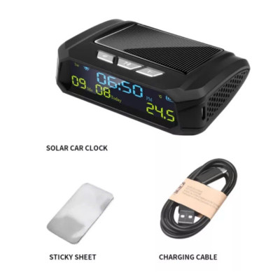 Đồng Hồ Báo Giờ 3in1 Gắn Taplo Ô Tô Năng Lượng Mặt Trời Mẫu Mới Siêu Tiện Lợi