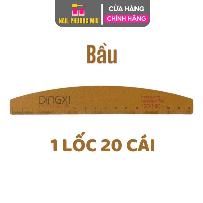 Dũa Nâu Da Bò Cao Cấp Có Kẻ Vạch Loại Dày Nhiều Form Vuông, Thẳng, Bầu, Thoi Dũa DINGXI Có Thước Đo Làm Nail Chuyên Nghiệp, Độ Nhám Tốt Dũa Thường