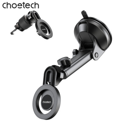 Bộ giá đỡ điện thoại hít nam cham 2in 1 Choetech H01005 dán taplo hoặc kẹp khe gió xoay 360 độ (Hàng chính hãng)